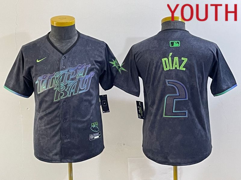 Youth Tampa Bay Rays #2 Diaz Nike MLB Limited City Connect Black 2024 Jersey style 1->->